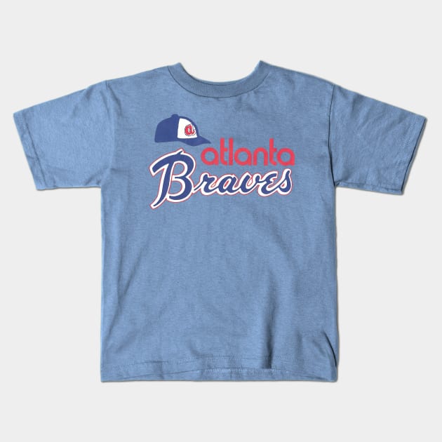 Atlanta Braves - Hank Aaron era 1970s Cap and Logo Kids T-Shirt by RetroZest